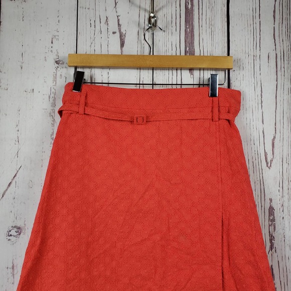 Express Design Studio A Line Skirt Womens Size 10 Eyelet Knee Length Orange - Picture 1 of 9